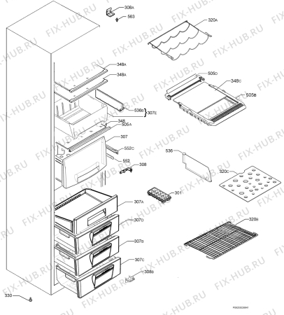 Взрыв-схема холодильника Zanussi Electrolux ZNB404W - Схема узла Housing 001